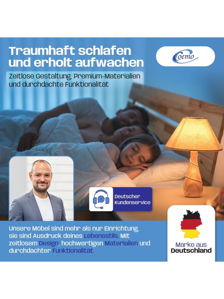 Coemo Bett Massivholz Leah  in Buche natur günstig kaufen