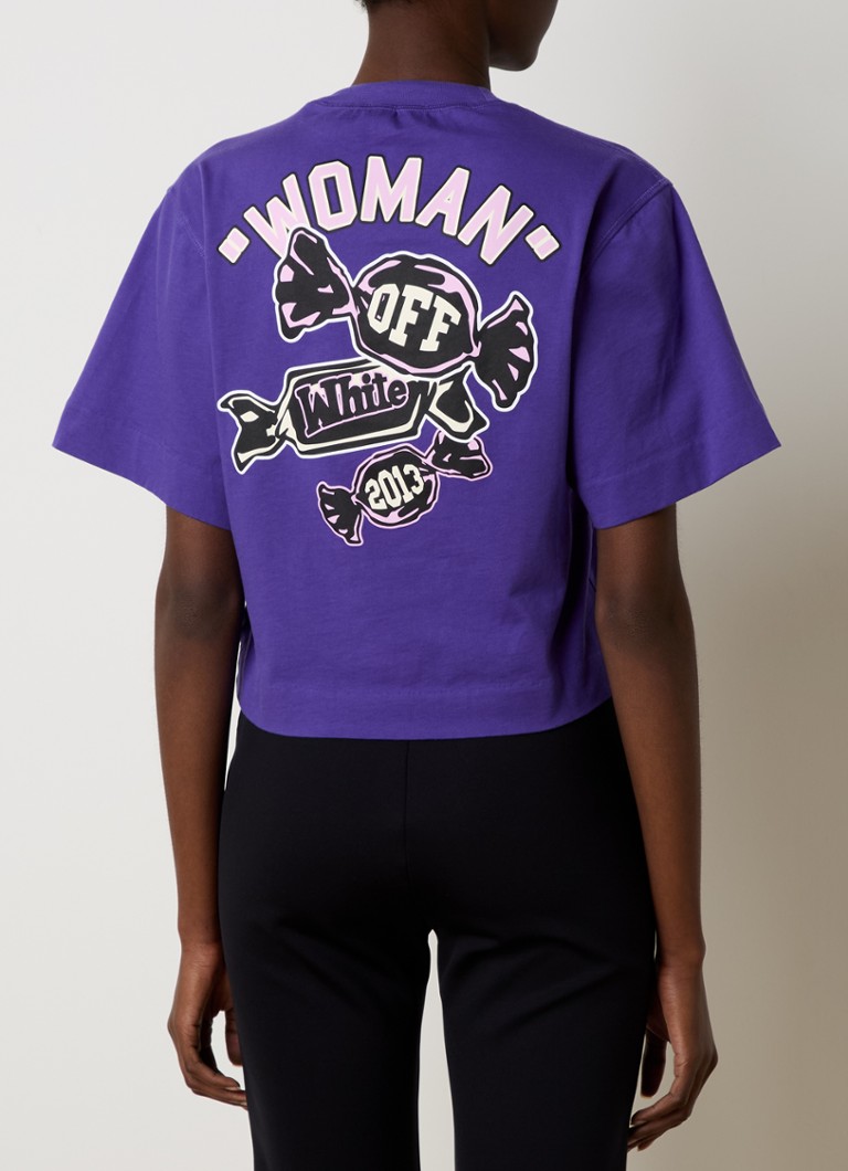 Off-White Candy cropped T-shirt with front and back print