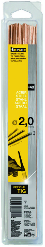 Gys 5193087231 Fil d'apport pour soudage TIG en acier SG2, Ø2,0 x 330 mm, boîte de 40 pièces