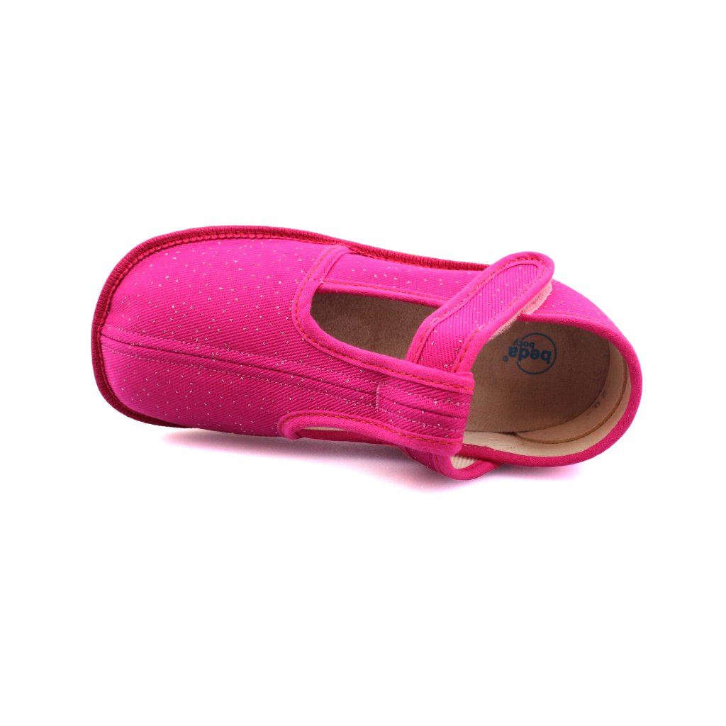 Beda rosa mit Glitzer schmalere Canvas Hausschuhe (BF-060010/W/02)