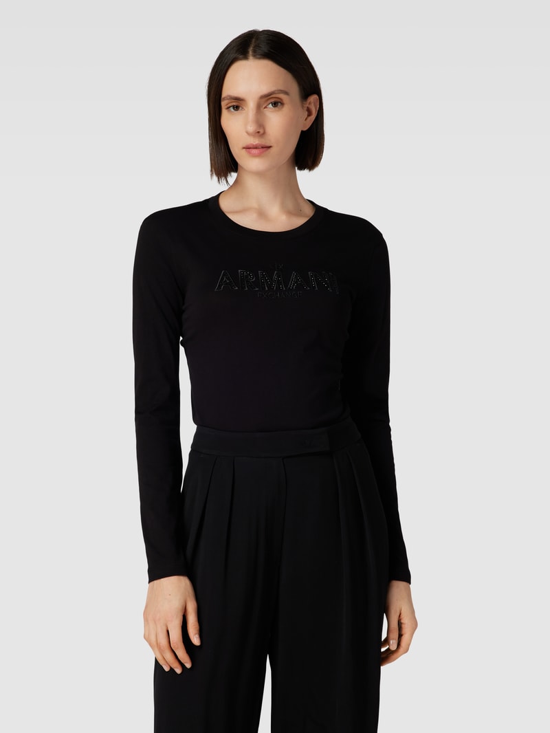 Longsleeve mit Label-Stitching in schwarz