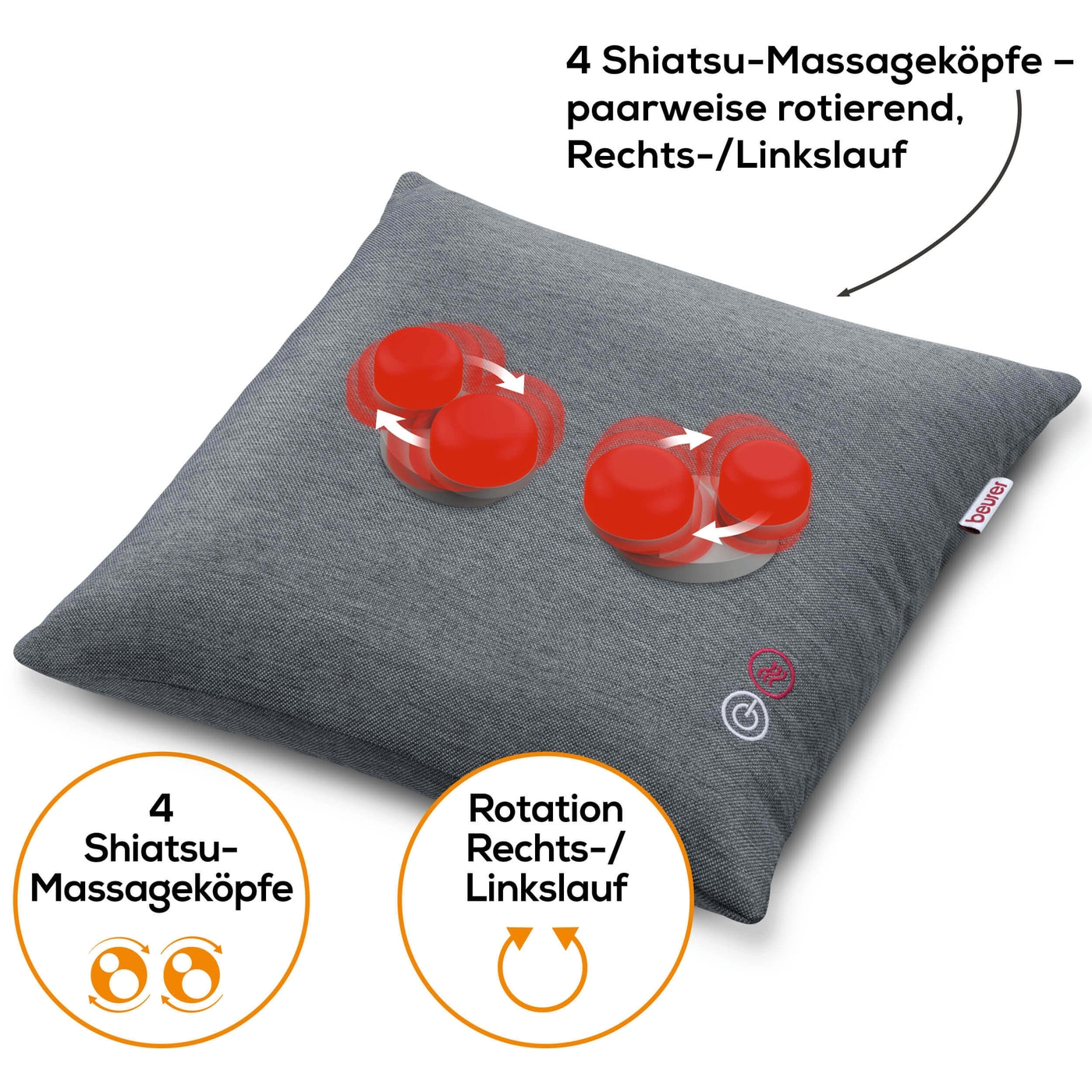 Beurer Shiatsu-Massagekissen MG 135-Massagekissen mit wohltuender Shiatsu-Entspannungsmassage & Wärmefunktion