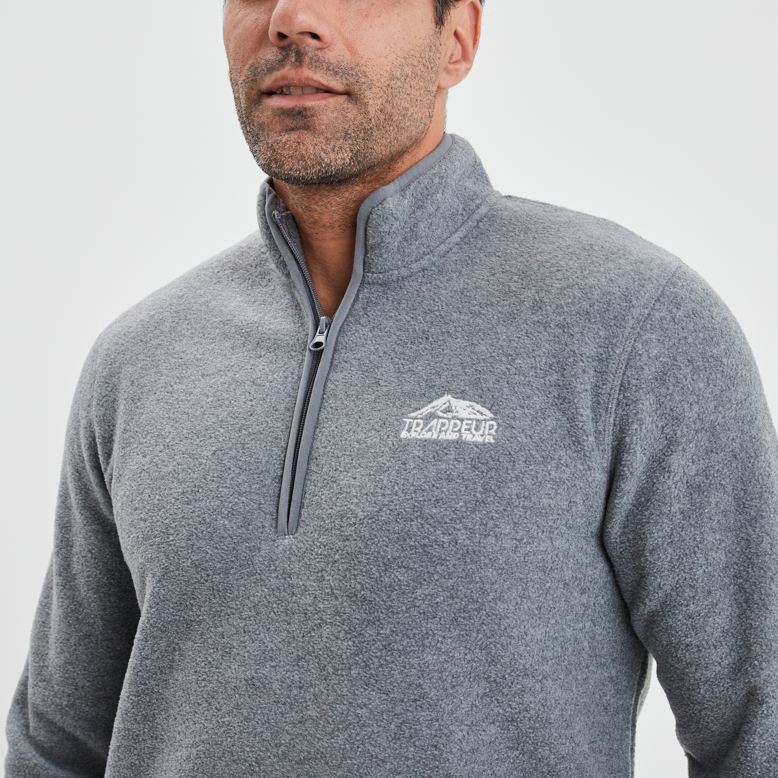 Sweat polaire camionneur Trappeur gris homme | La Halle