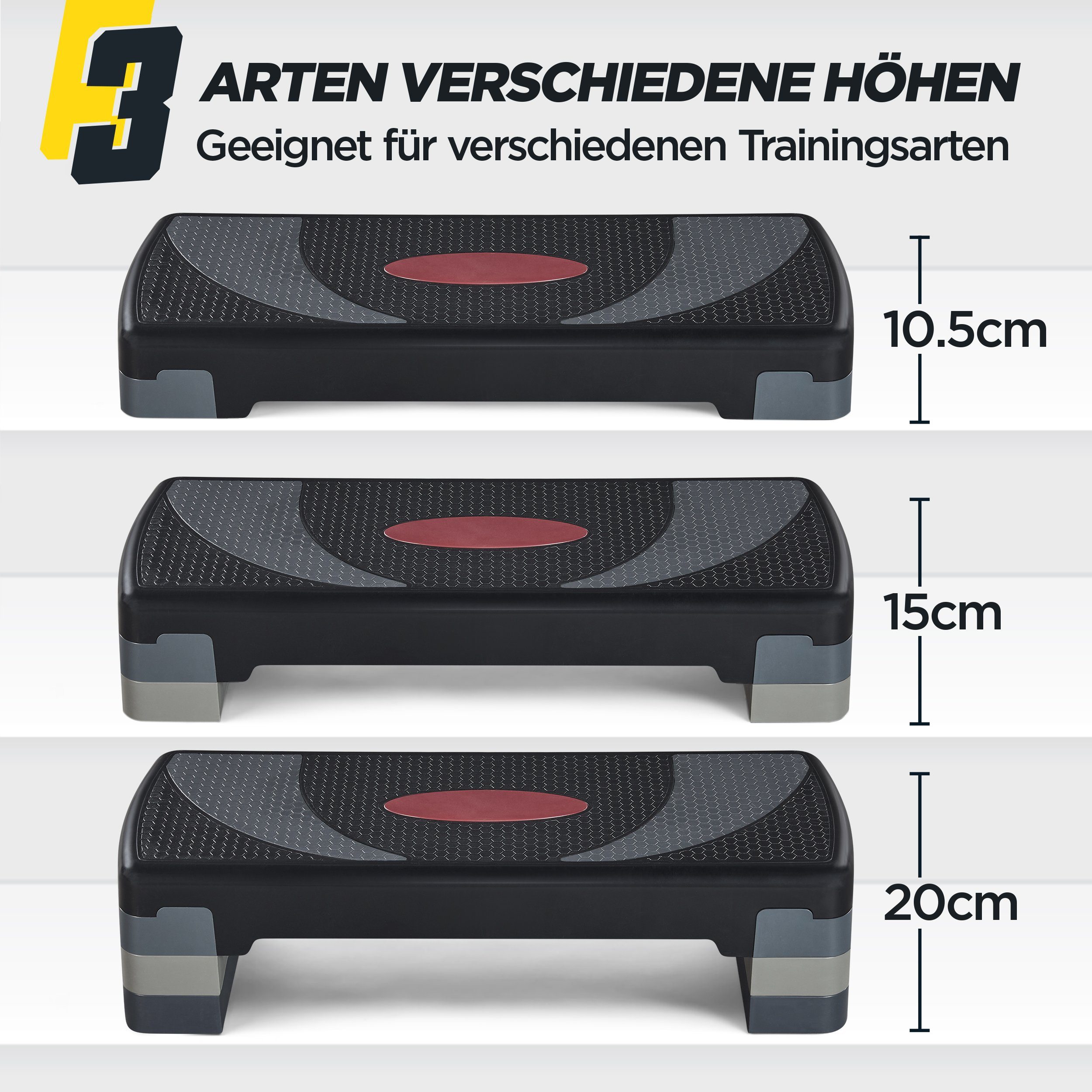 Yaheetech Stepper, mit 3 Stufen 10 cm/15 cm/20 cm Anti-Rutsch