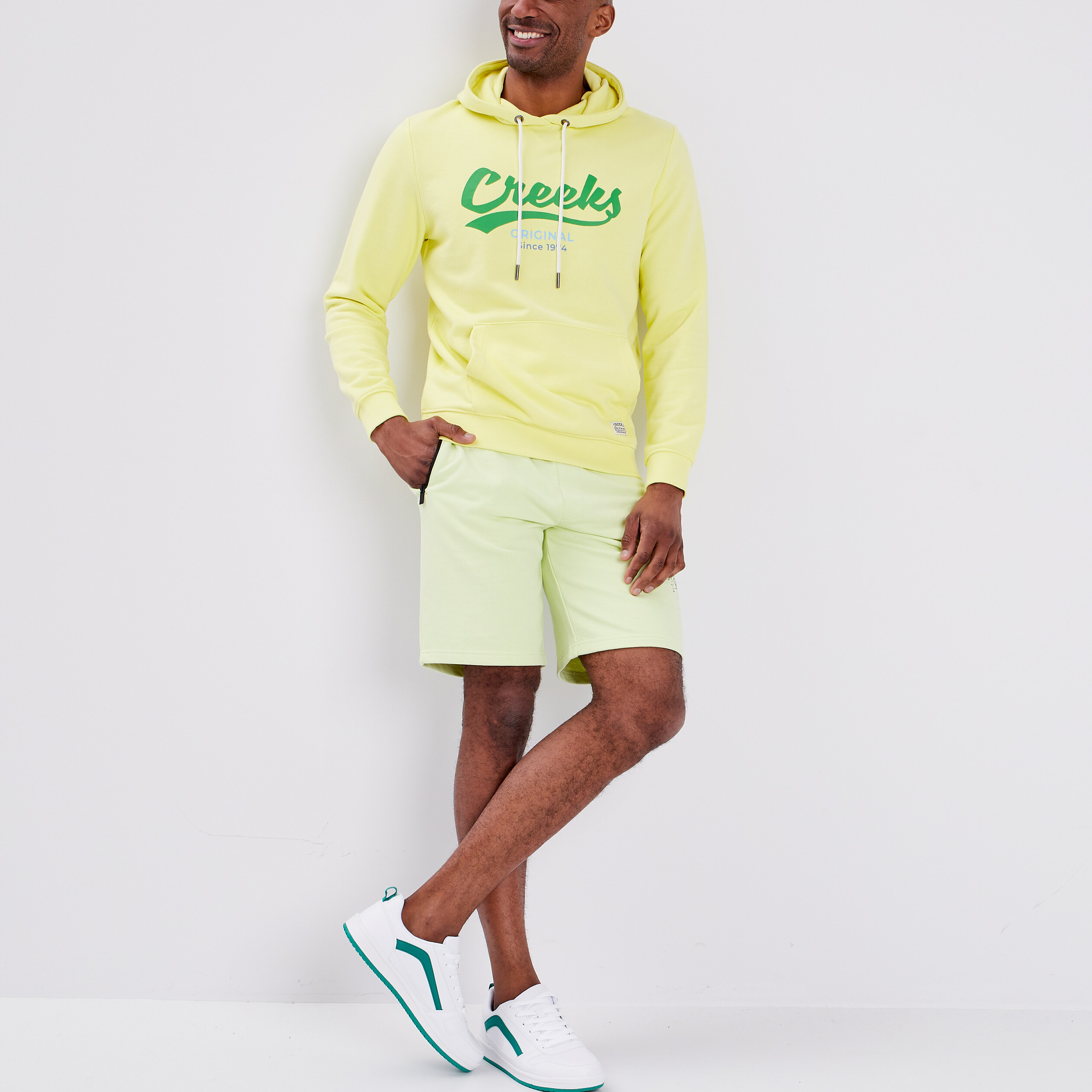 Jogging-Short droit avec poches vert homme | La Halle