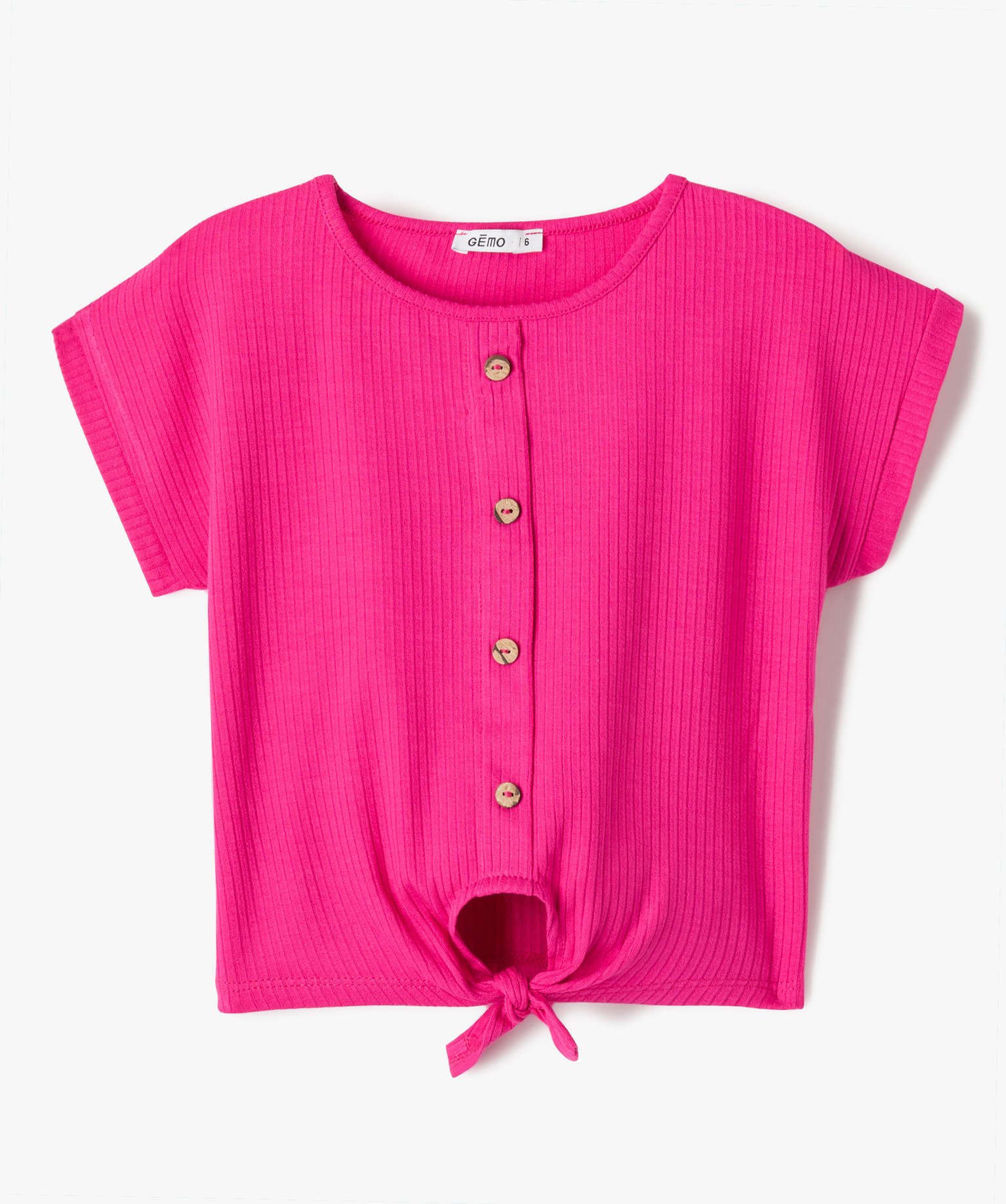 Tee-shirt à manches courtes avec boutons fantaisie et bas n... rose | GEMO