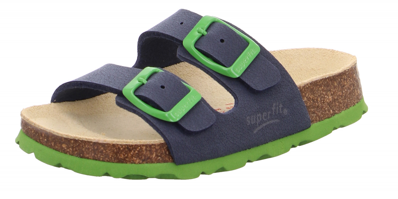 FUSSBETTPANTOFFEL - Blau/Grün Pantoffel mit Schnalle