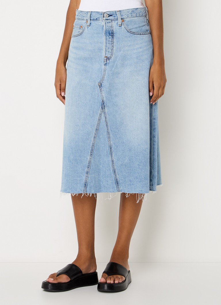 Fustă midi din denim Levi's cu buzunare laterale