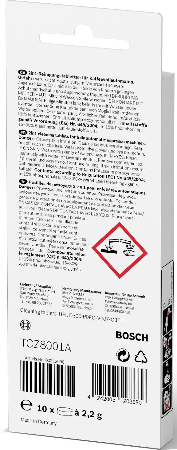 BOSCH TCZ8001A Reinigungstabletten (für Bosch Kaffeevollautomaten)