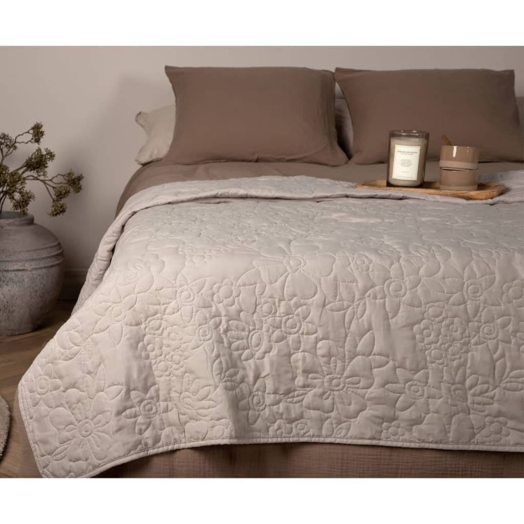 Baumwollbettdecke, Tagesdecke Niki 150x250 cm Polyester Beige, Venture Home, Bezug: Polyester