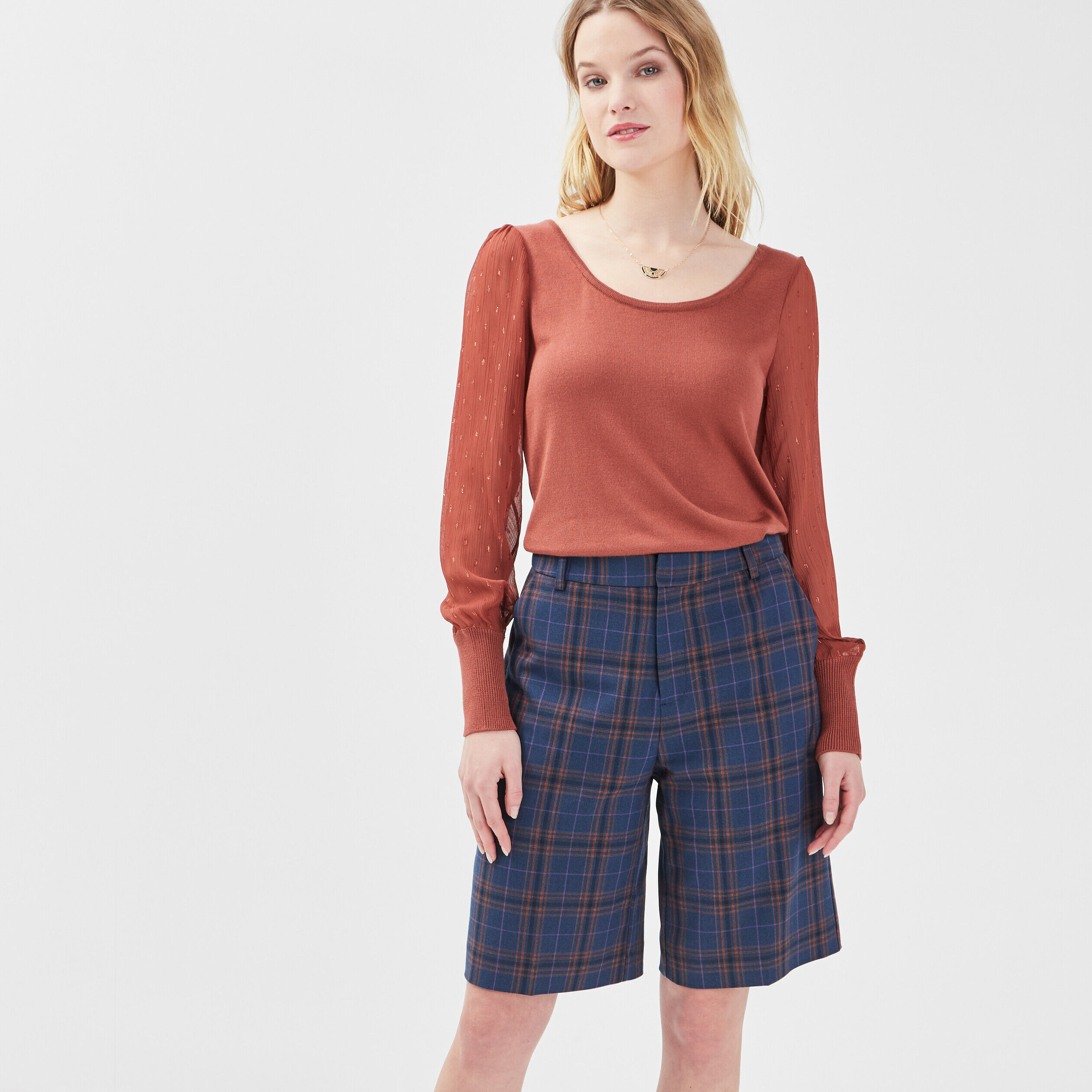 Bermuda droit bleu clair femme | Cache Cache