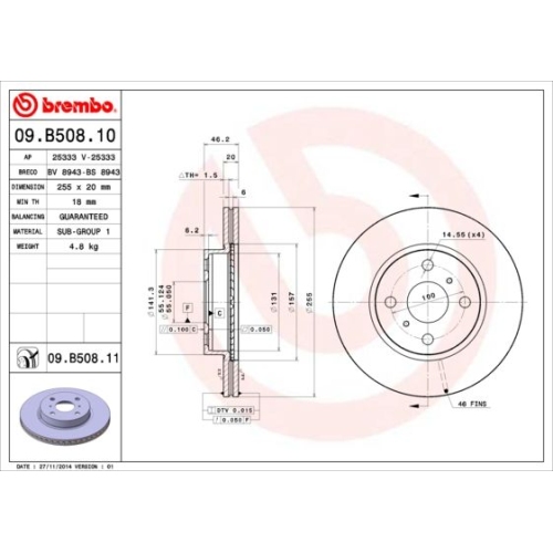 09.B508.11 BREMSSCHEIBE BREMBO VA  VP2 - ATU