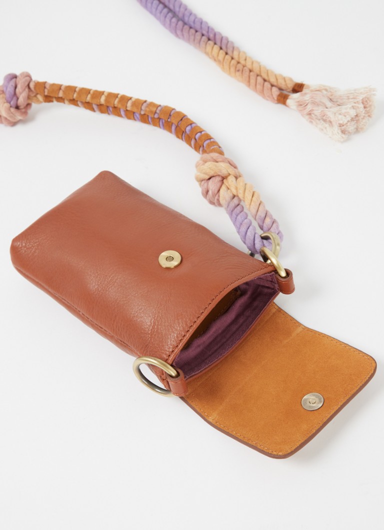 Sessùn Evalio nahkainen crossbody-puhelinkotelo mokkanahkakoristeilla