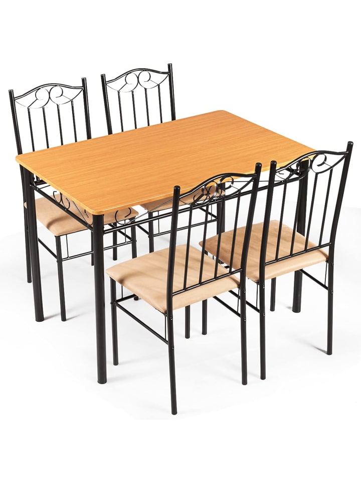 COSTWAY Essgruppe 5 tlg Set in Braun günstig kaufen onesize