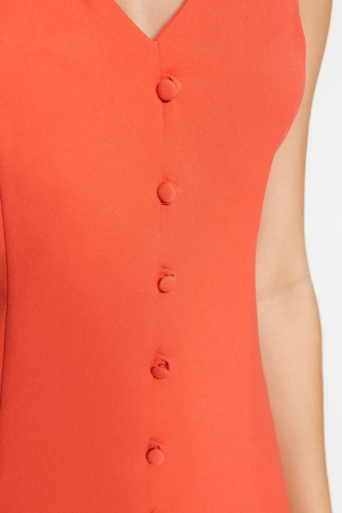 Trendyol Collection  Granatapfelblüten-Volant, geknöpft, A-Linie/Glockenform, gewebtes Minikleid TWOSS23EL02259