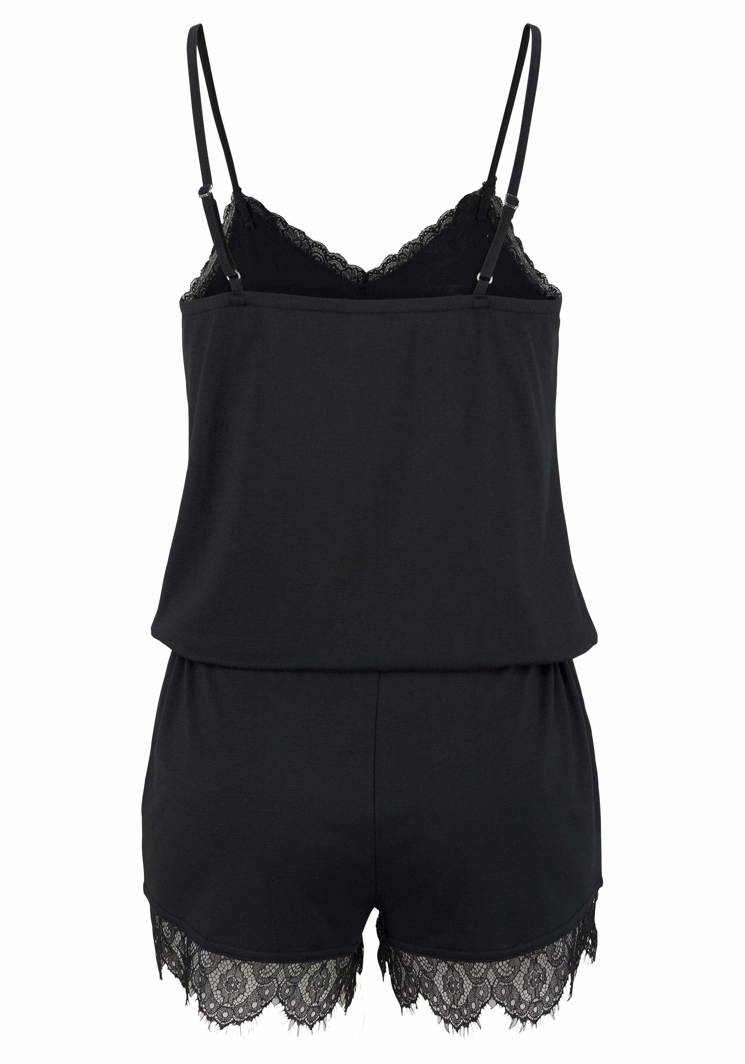 LASCANA Playsuit mit Spitzensaum