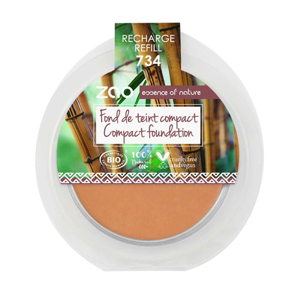 zao essence of nature Recharge Fond de teint compact 734 Cappuccino ZAO Fond de teint compact certifié bio, vegan et 100% naturel