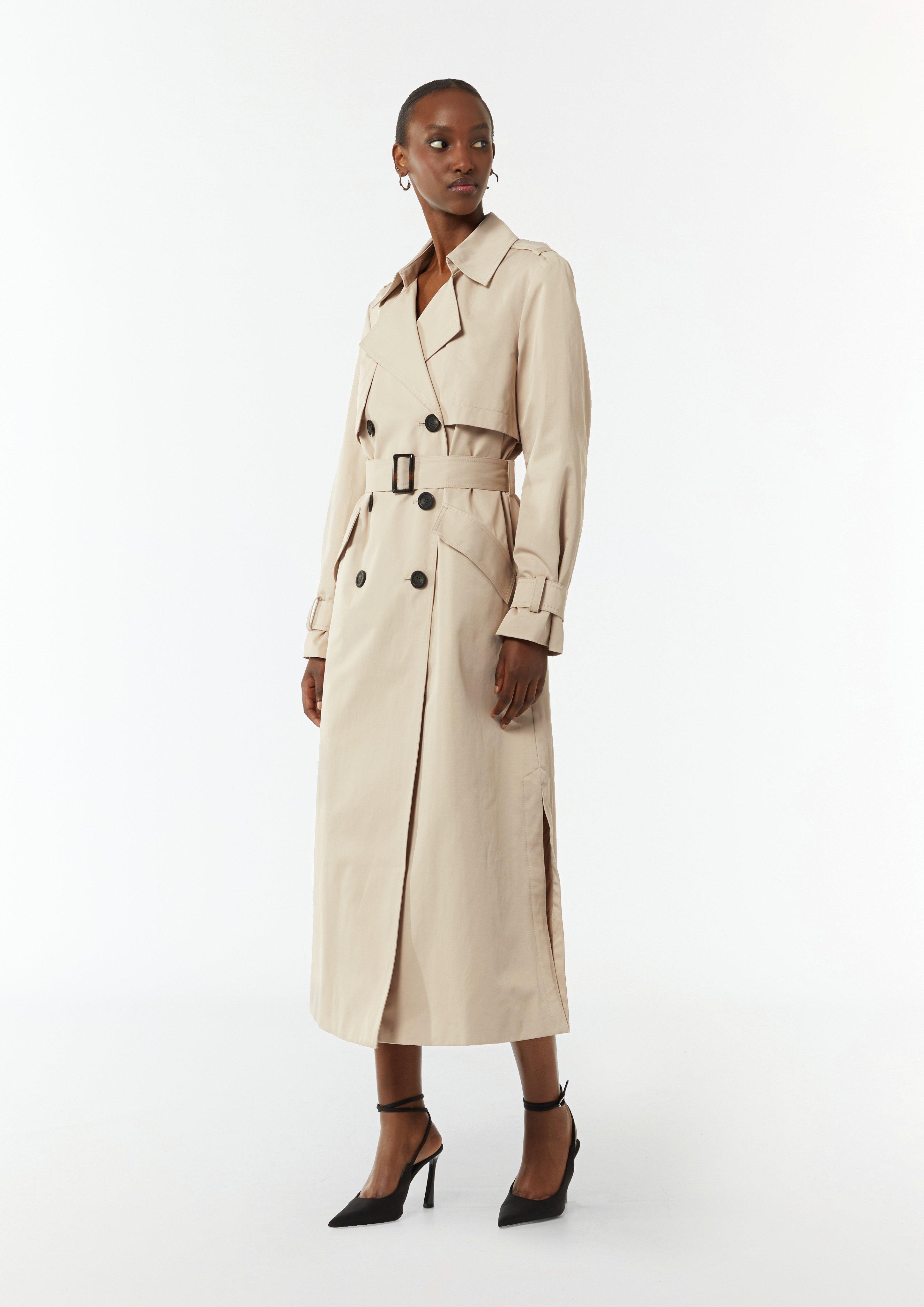 Langer Trenchcoat aus Baumwollmix - beige