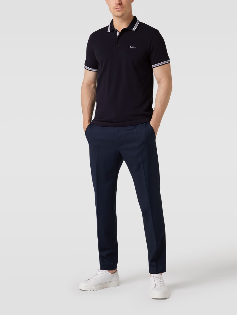 Regular Fit Poloshirt mit Label-Stitching Modell 'Paddy' in dunkelblau