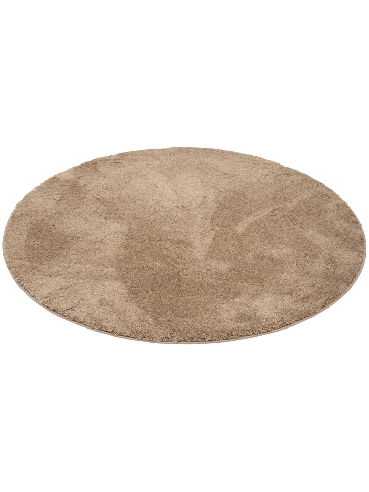 Pergamon Super Soft Kinder Hochflor Teppich Silky Kids Rund in Taupe günstig kaufen