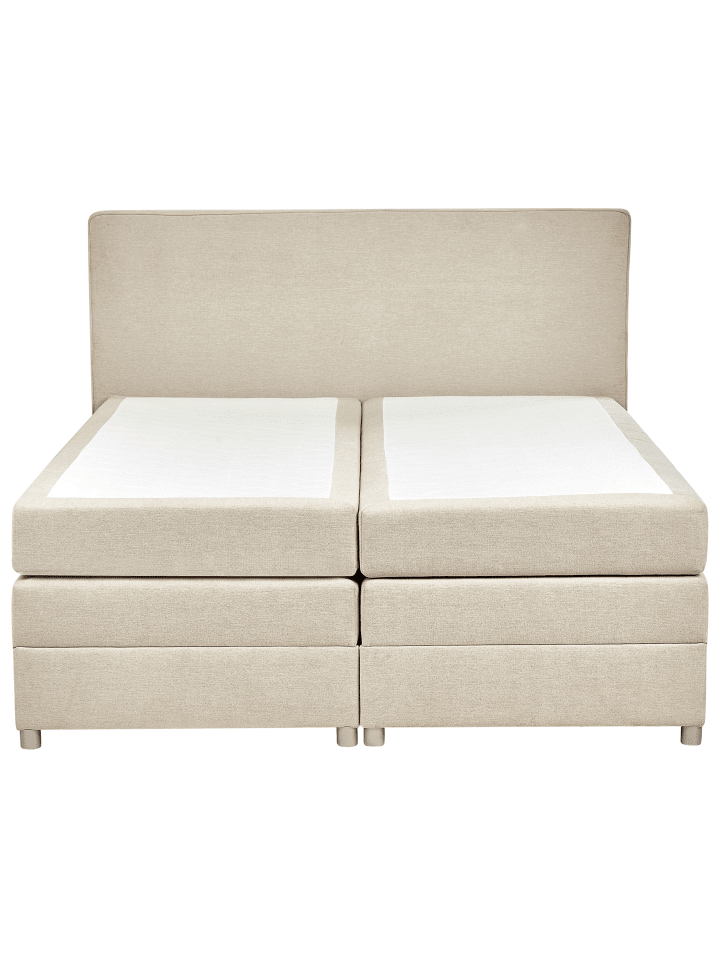 Beliani Boxspring Bett MINISTER in Beige/Silber - (W) 193 x (H) 115 x (L) 209 cm günstig kaufen onesize
