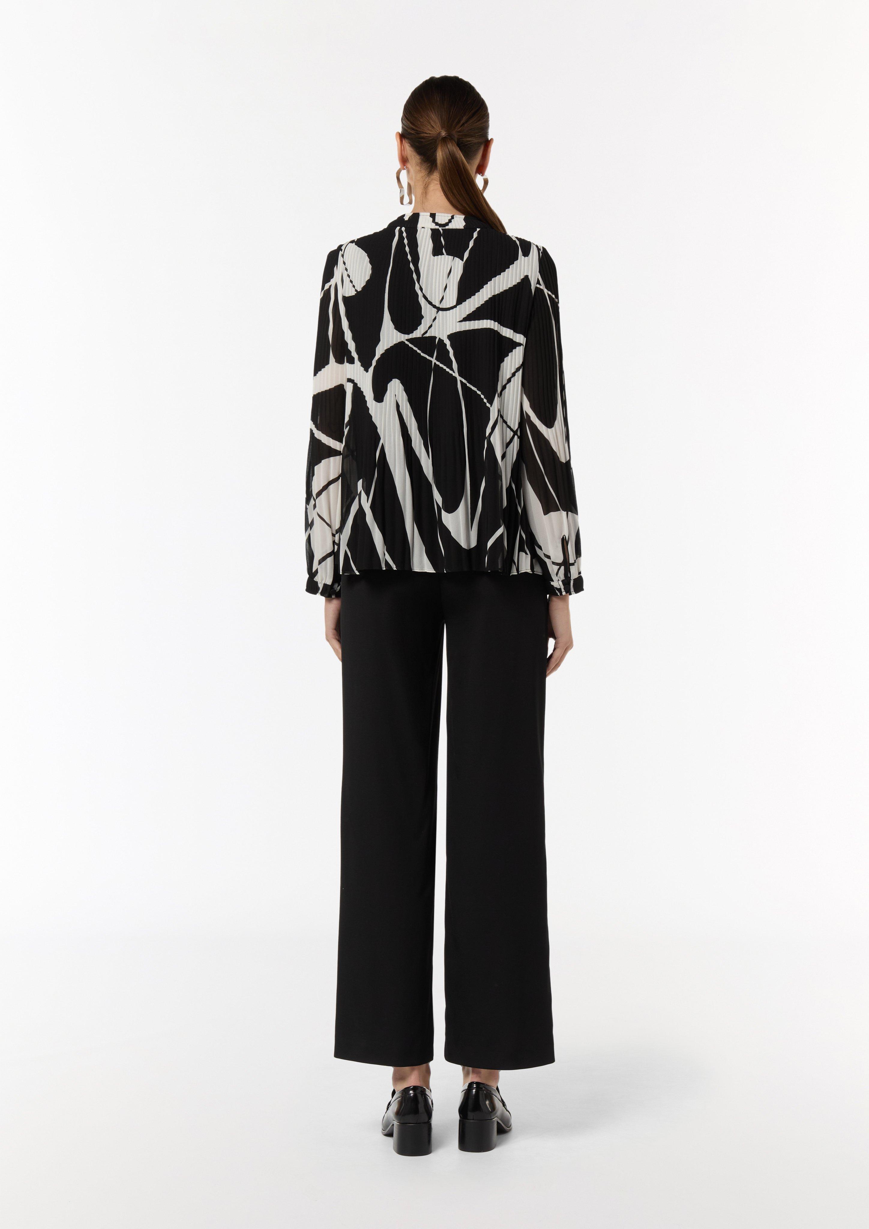 Bluse mit Plisseefalten - schwarz