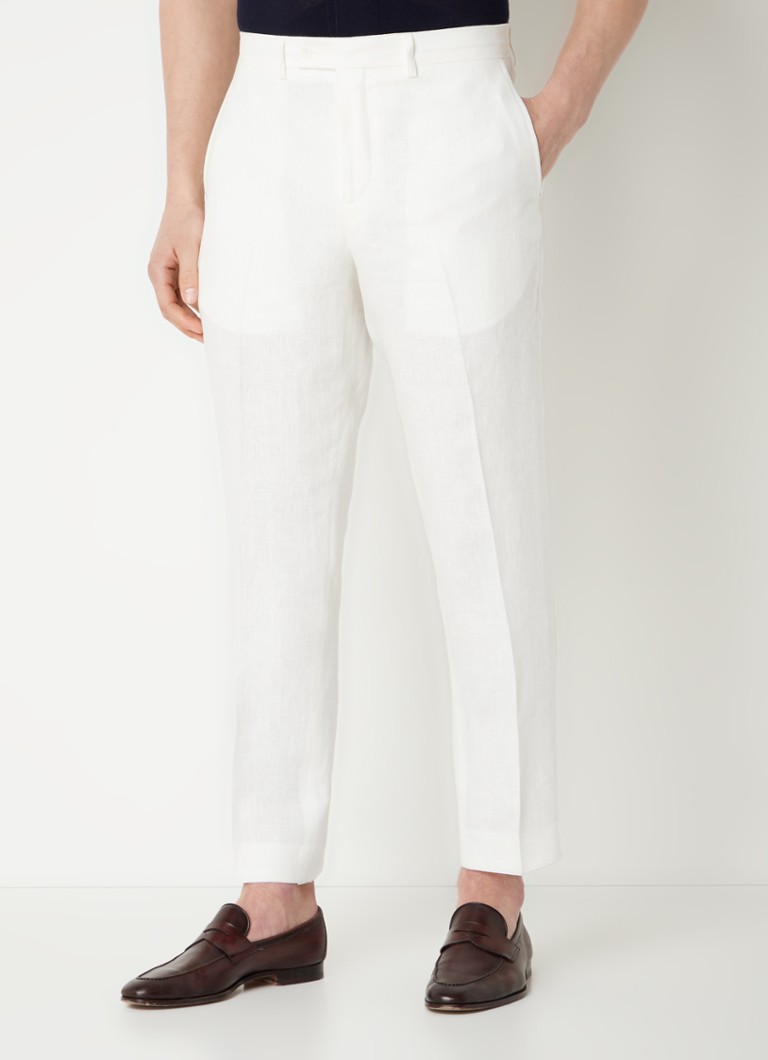 Pantalones de lino Deccan de Oscar Jacobson z pernera ajustada și bosillos side.