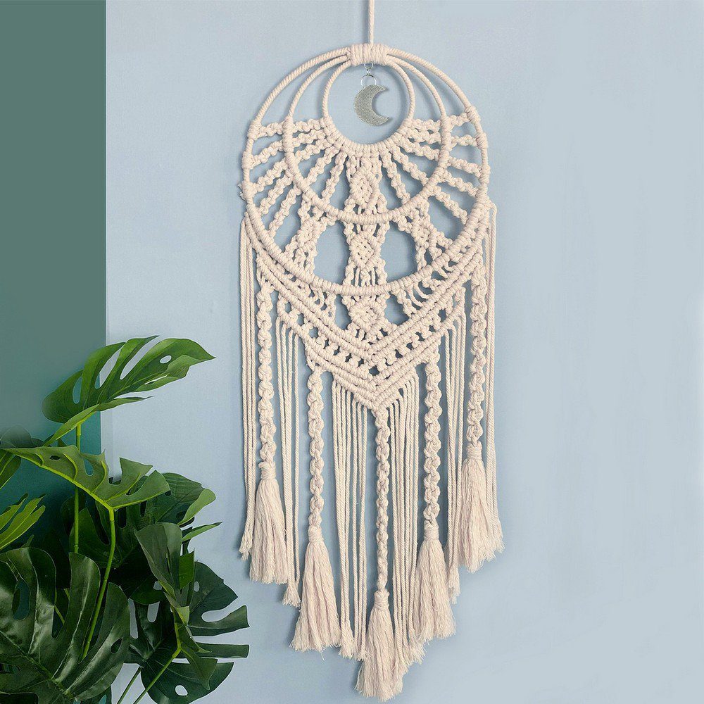 Wandteppich Wandbehänge Wanddekoration Tuch Boho handgestrickt Tapisserie Wandtuch, Ronner UG