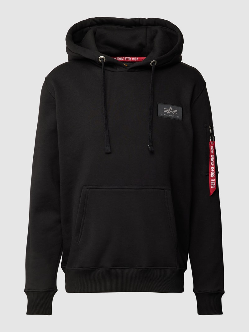 Hoodie mit Label-Applikation Modell 'Camo' in schwarz