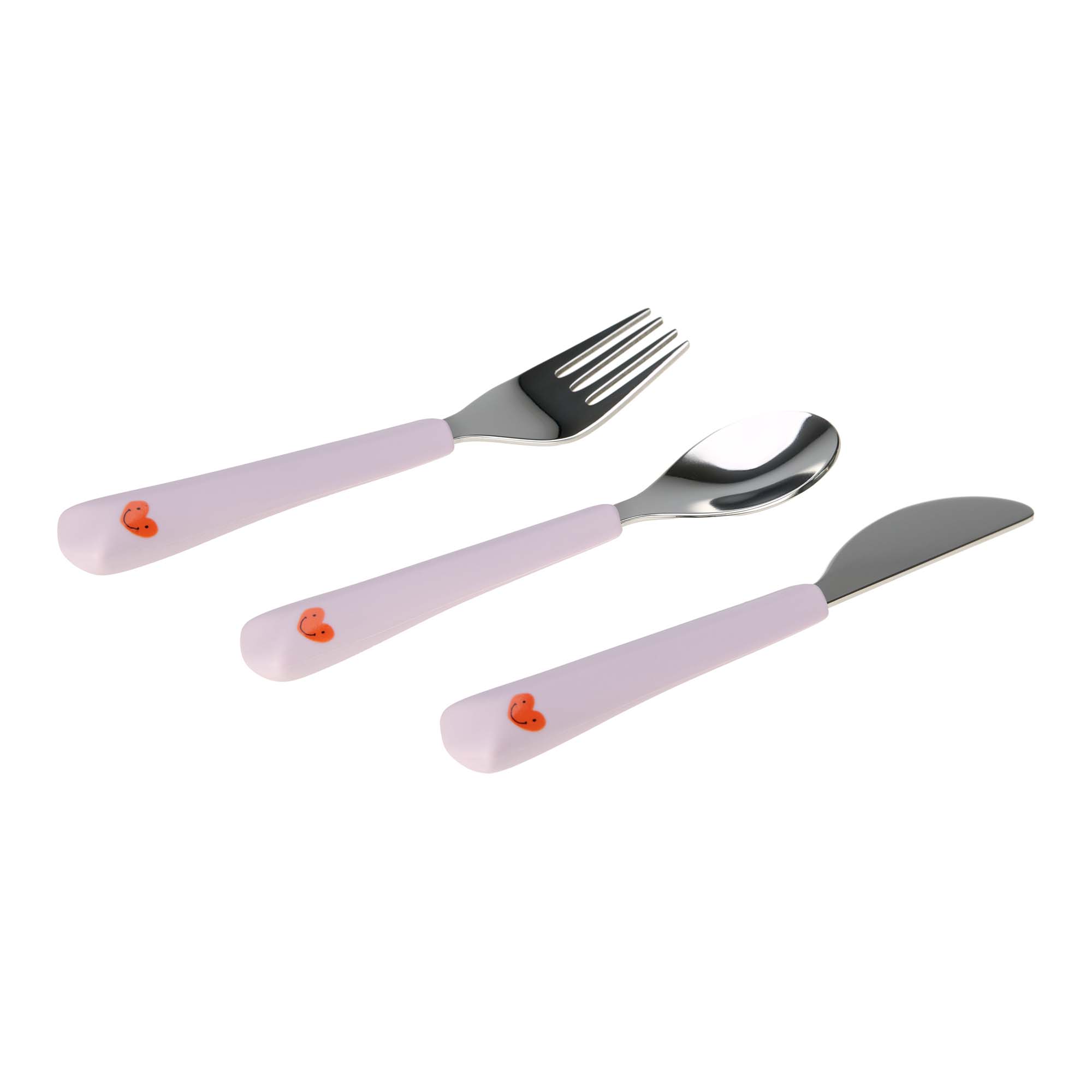 Kinderbesteck Set (Gabel, Löffel, Messer) - Happy Rascals, Herz