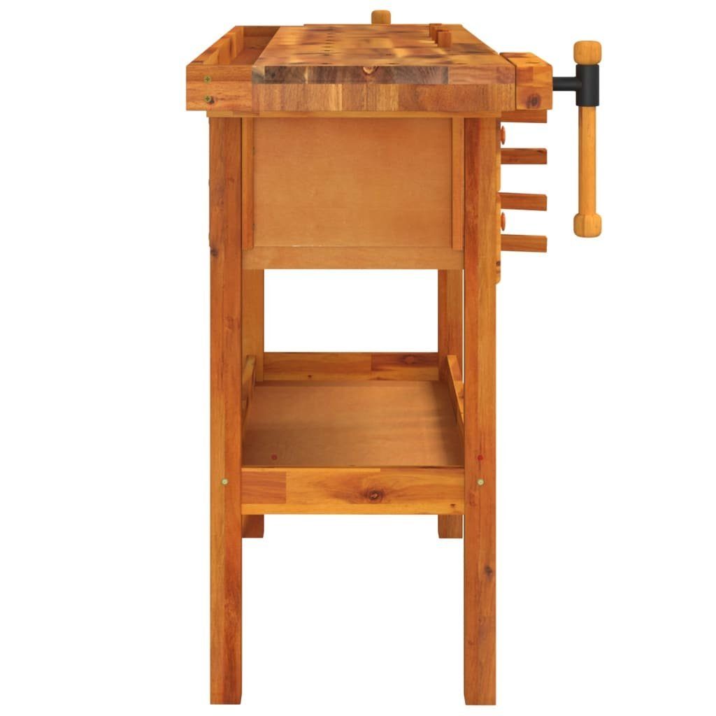 vidaXL Werkbank Werkbank mit Schubladen Schraubstöcken 124x52x83 cm Akazienholz, (1-tlg)