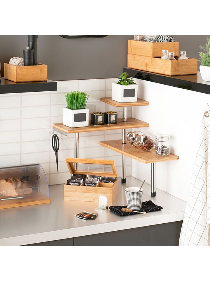 Joybos Eckregal in Hellbraun/ Silber - (B)45 x (H)38,5 x (T)43 cm günstig kaufen onesize