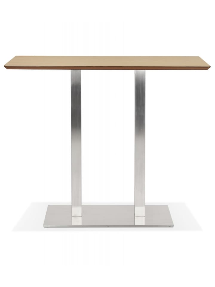 KADIMA DESIGN Stehtisch Holz Metall Kombination | Bar Tisch mit Naturholzplatte in Beige günstig kaufen