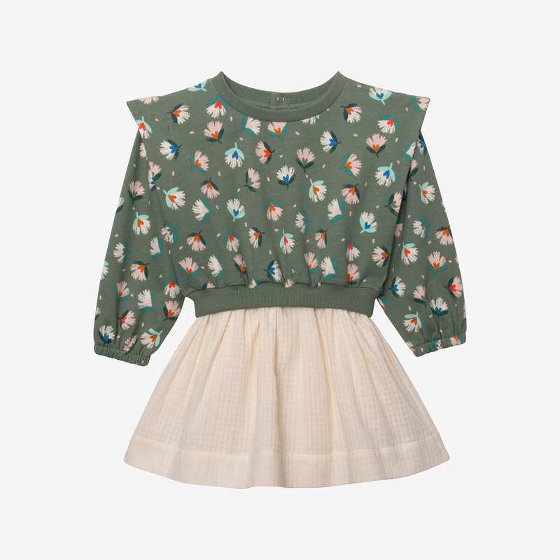Robe bébé fille trompe-l'oeil herbier verte Catimini