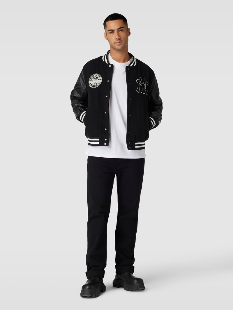 College-Jacke mit Two-Tone-Machart in schwarz