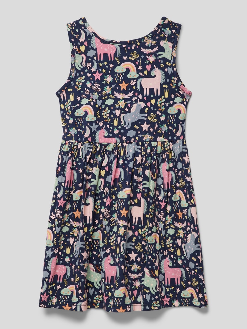 Minikleid mit Allover-Muster in marineblau