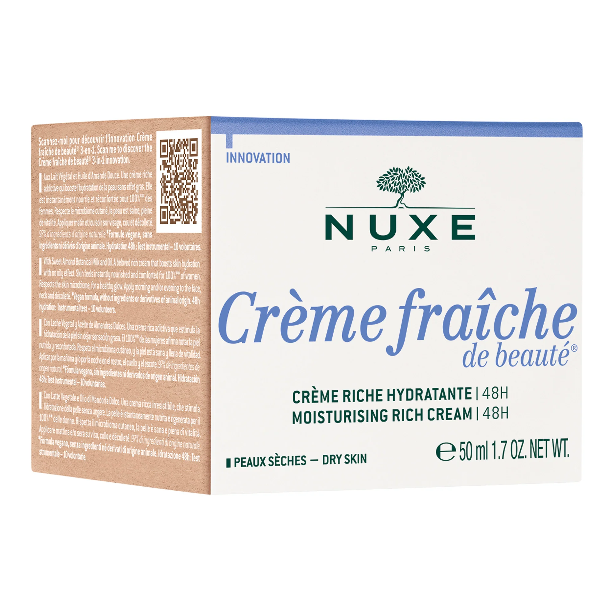Crème Fraîche de Beauté 48-Stunden-Reichhaltige Feuchtigkeitscreme – Feuchtigkeitsspendende Tagescreme, Nährende Tagescreme