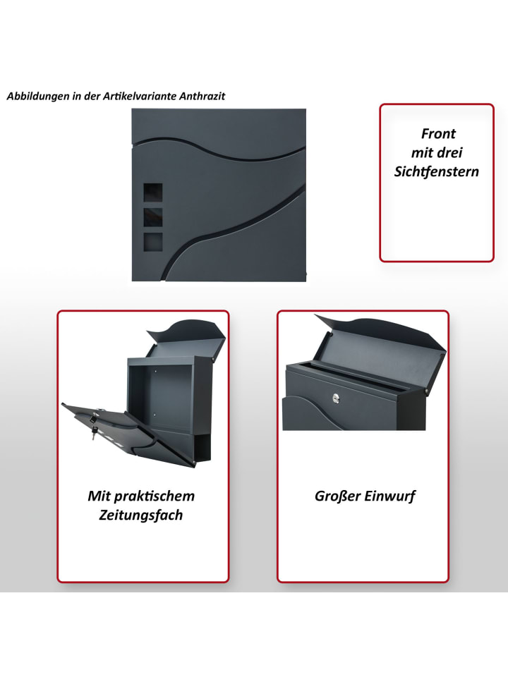 MCW Briefkasten B31 mit Zeitungsfach, Anthrazit günstig kaufen onesize