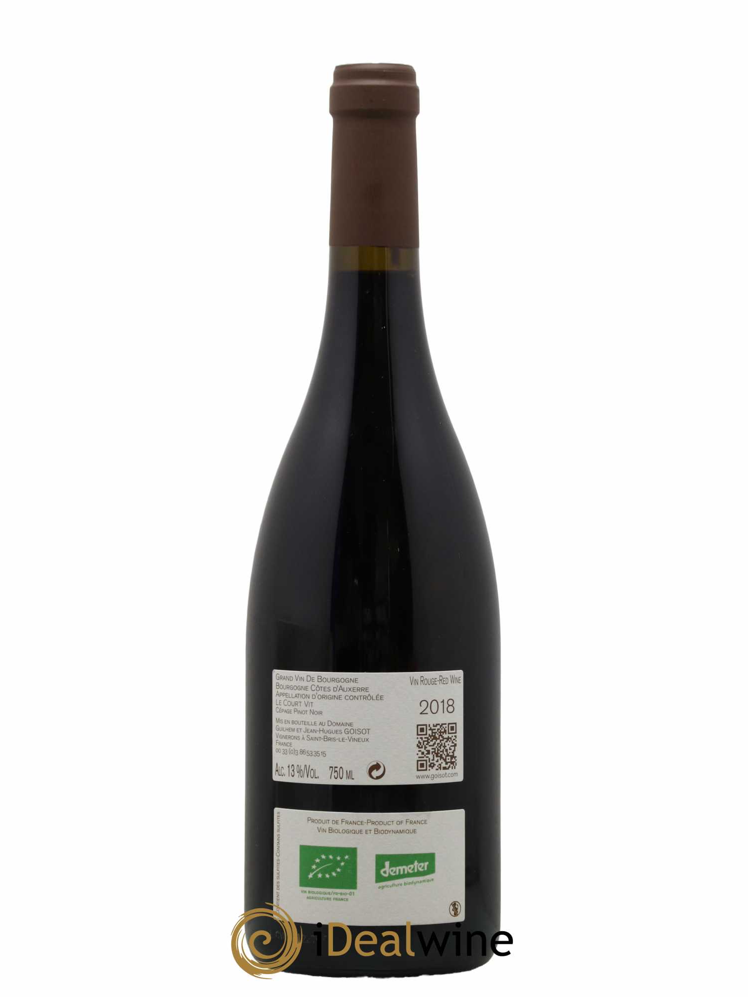 Bourgogne Côtes d'Auxerre Le Court Vit Goisot  2018 - Lot de 1 Bouteille