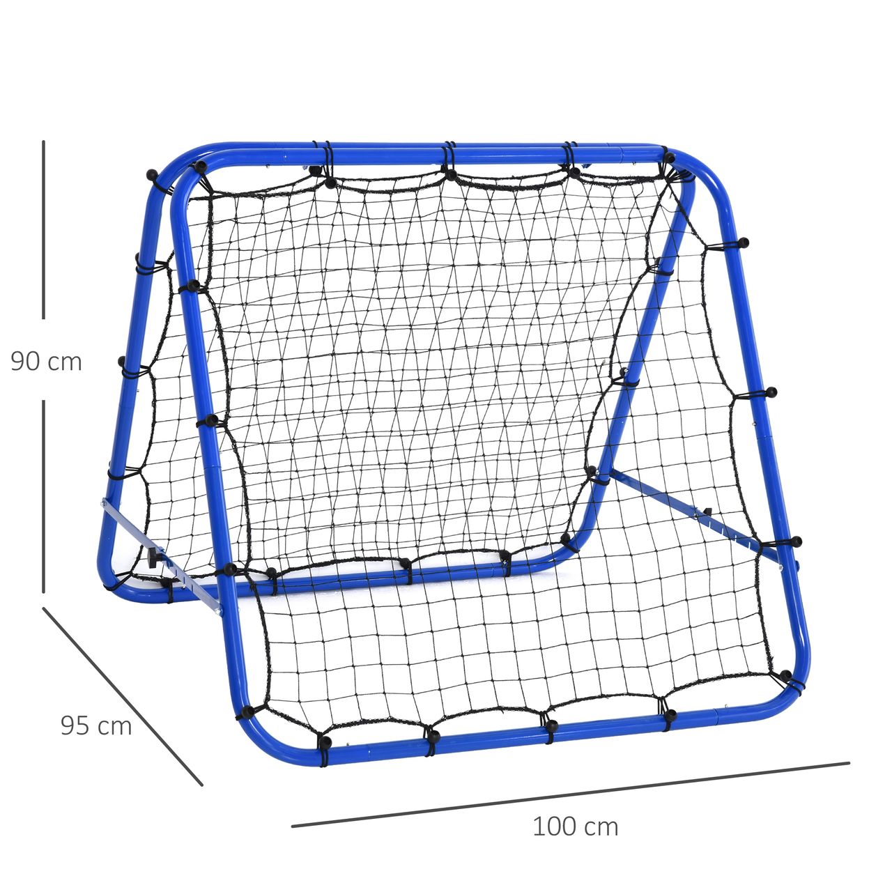 DURHAND HOMCOM Fußball Rebounder Kickback Tor beidseitiger Rückprallwand Netz Stahl