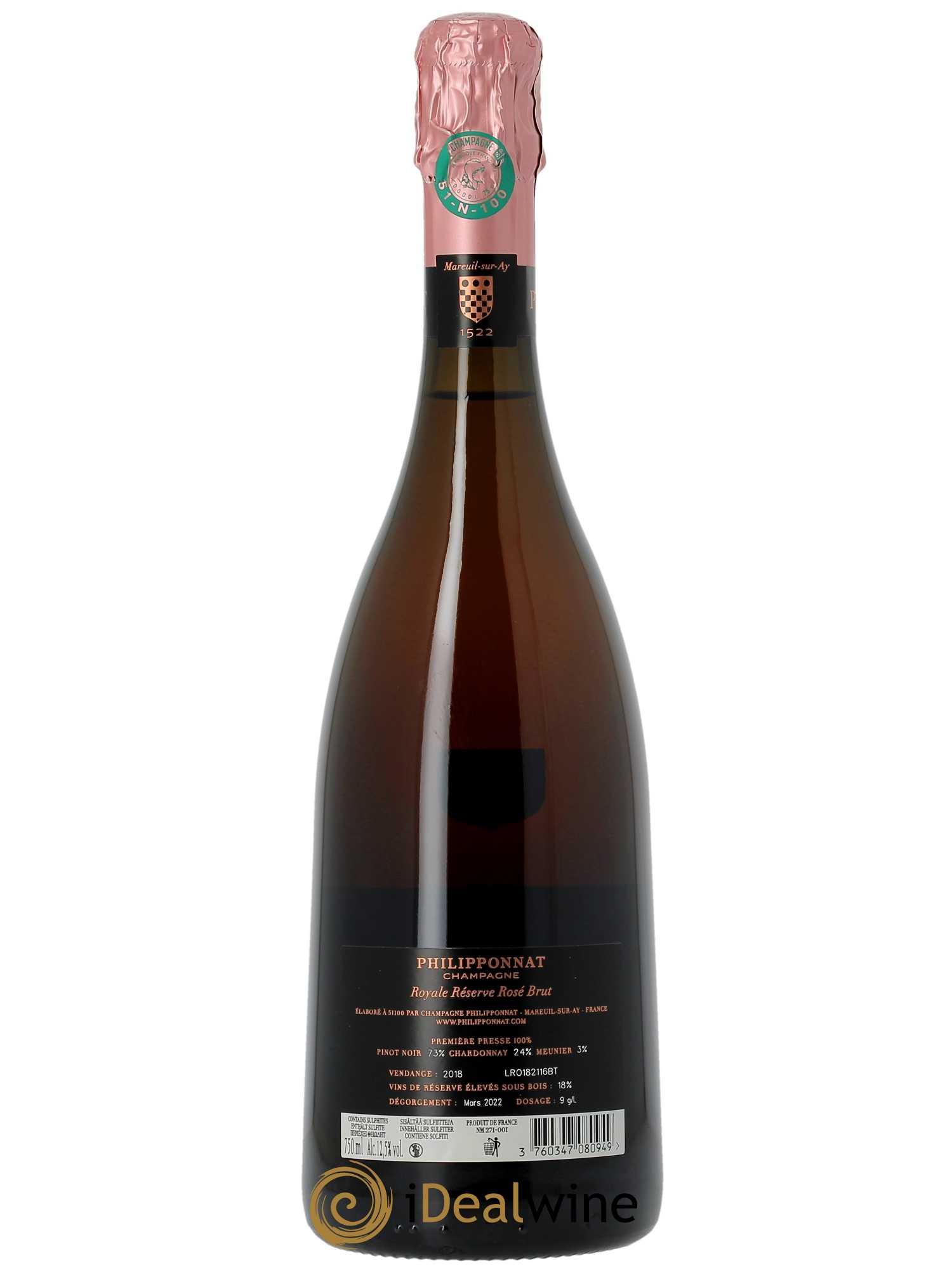 Royale Réserve Rosé Brut Philipponnat   - Lot de 1 Bouteille