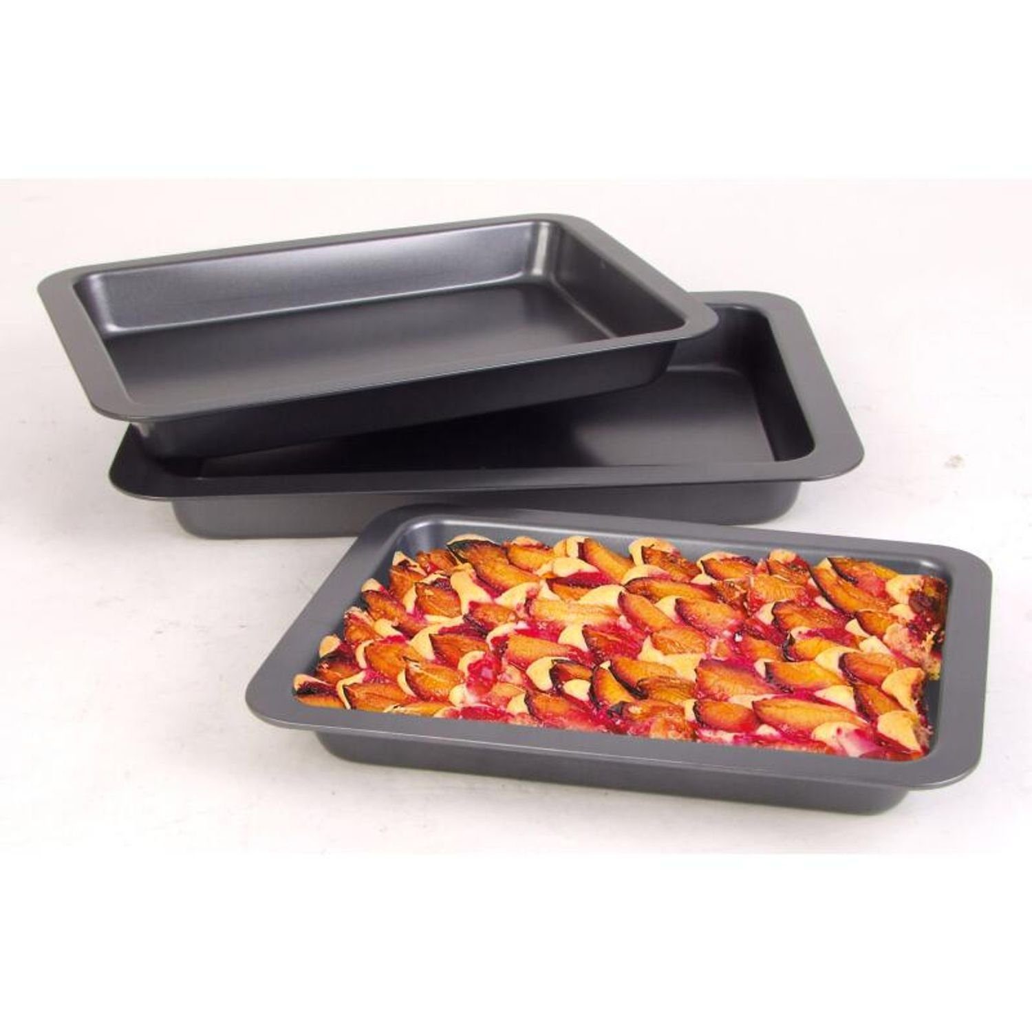 BURI Backblech Kuchenblech 3er Set Kuchen Blech Backblech Küchenhelfer Küche backen H