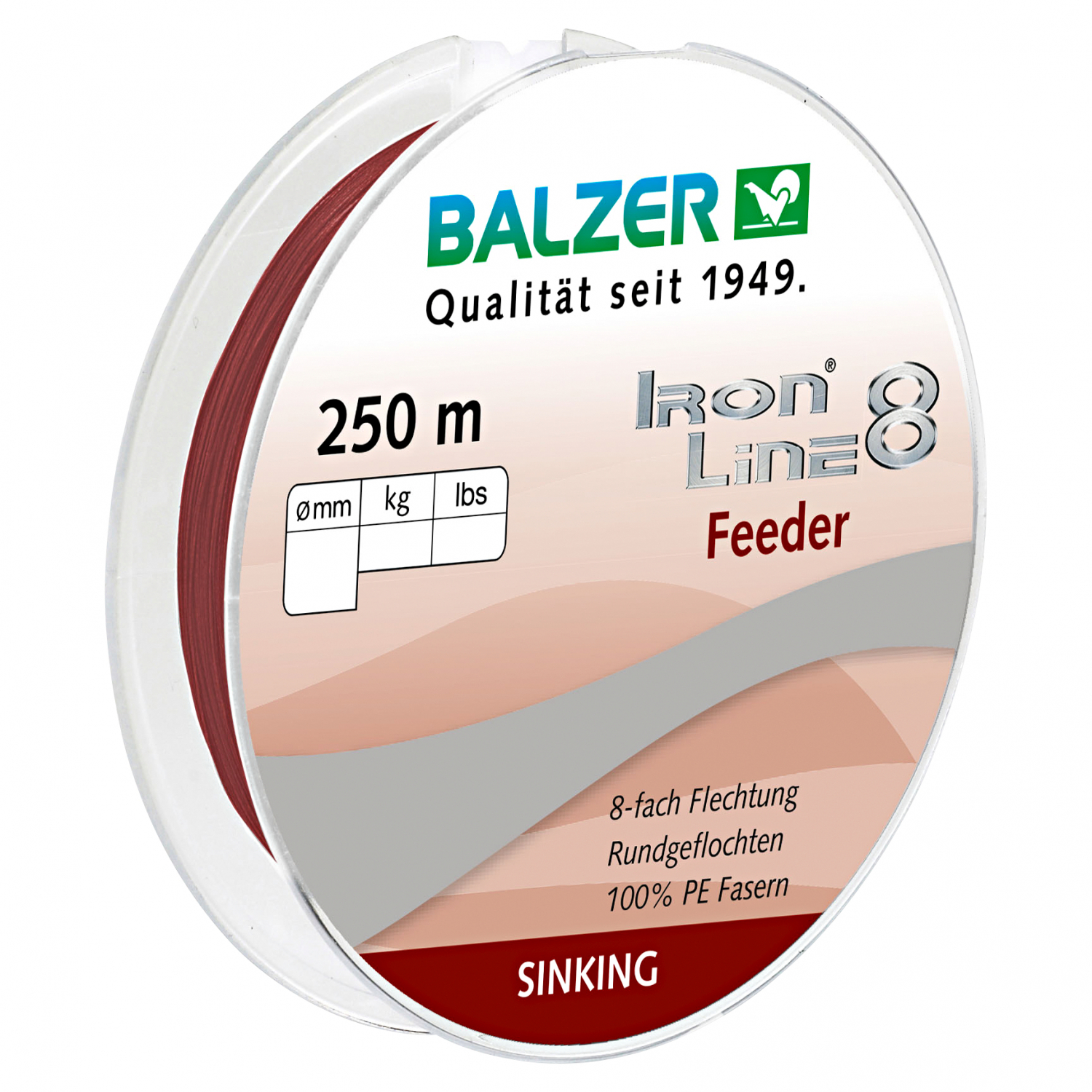 Balzer Angelschnur Iron Line Feeder (dunkelrot, 250 m)