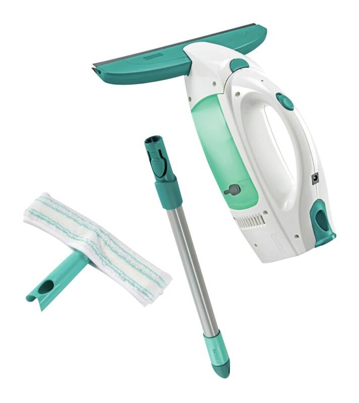 LEIFHEIT Dry & Clean mit Stiel und Einwascher Fenstersauger Türkis, Weiß