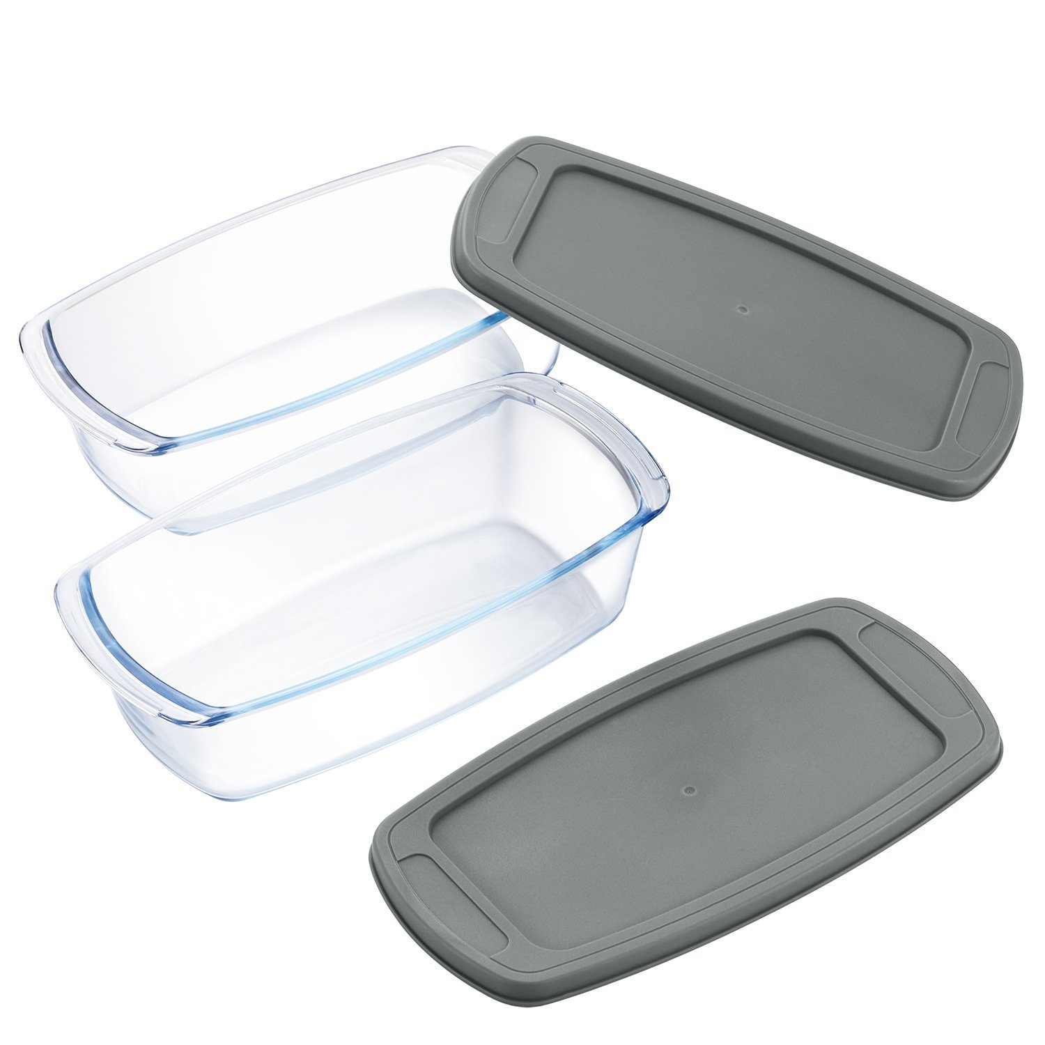 PIE LOCK Frischhaltedose Glasbehälter/ Auflaufform SLY-YBDH18-2-PL, Borosilikatglas, (Set, 4-tlg., 2 Glasbehälter, 2 Deckel), Frischhaltedosen Glas mit Deckel - Vorratsdosen