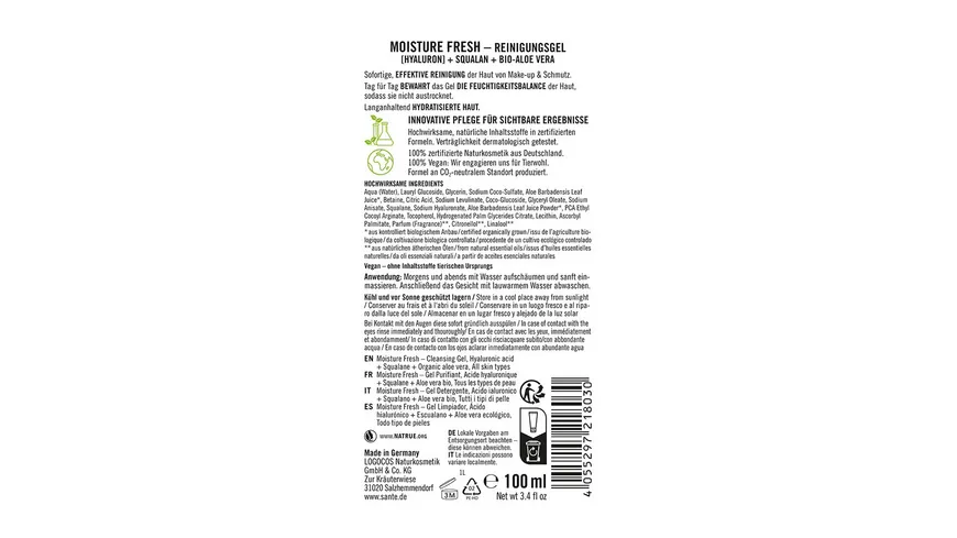 SANTE Moisture Fresh Reinigungsgel 100 ml