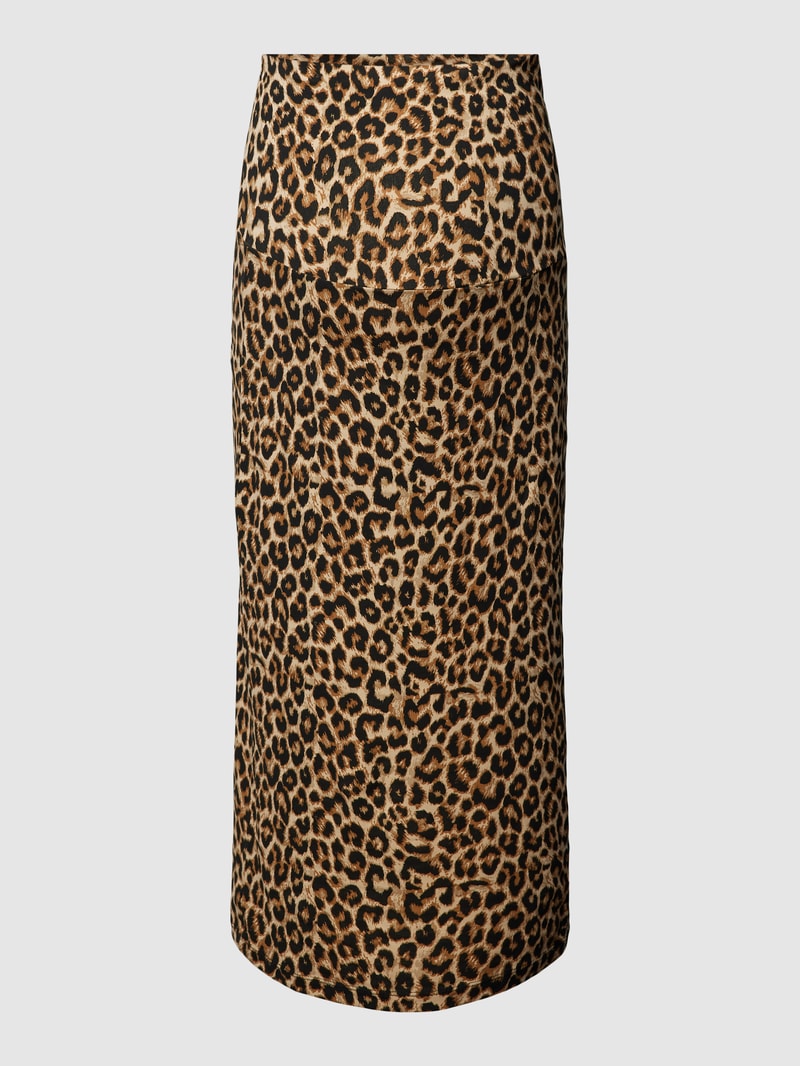 Umstands-Midirock mit Animal-Print Modell 'MIA' in schwarz