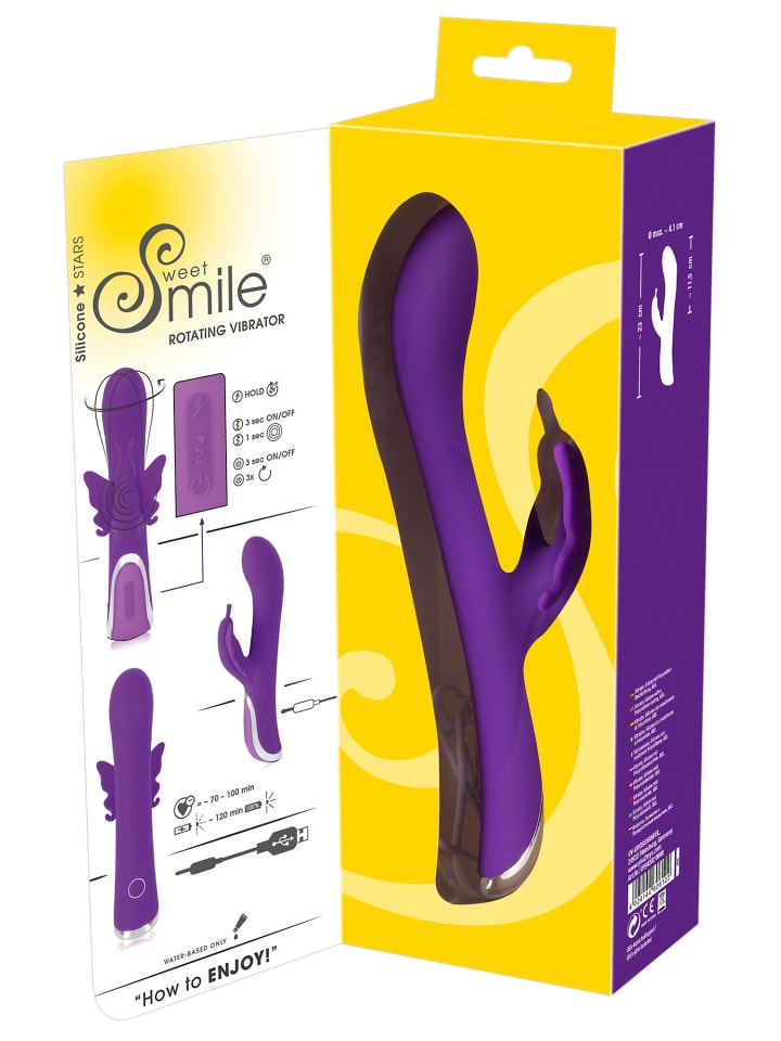 Sweet Smile Vibrator mit Klitorisreizer und Rotation Rechargeable Rotating Vibrator in lila günstig kaufen 23 cm
