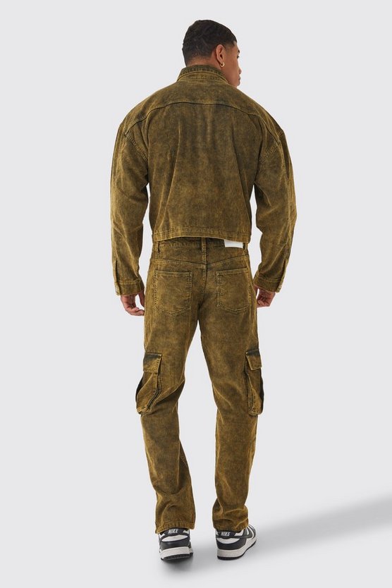 Kastige Cord-Jacke mit Acid-Waschung