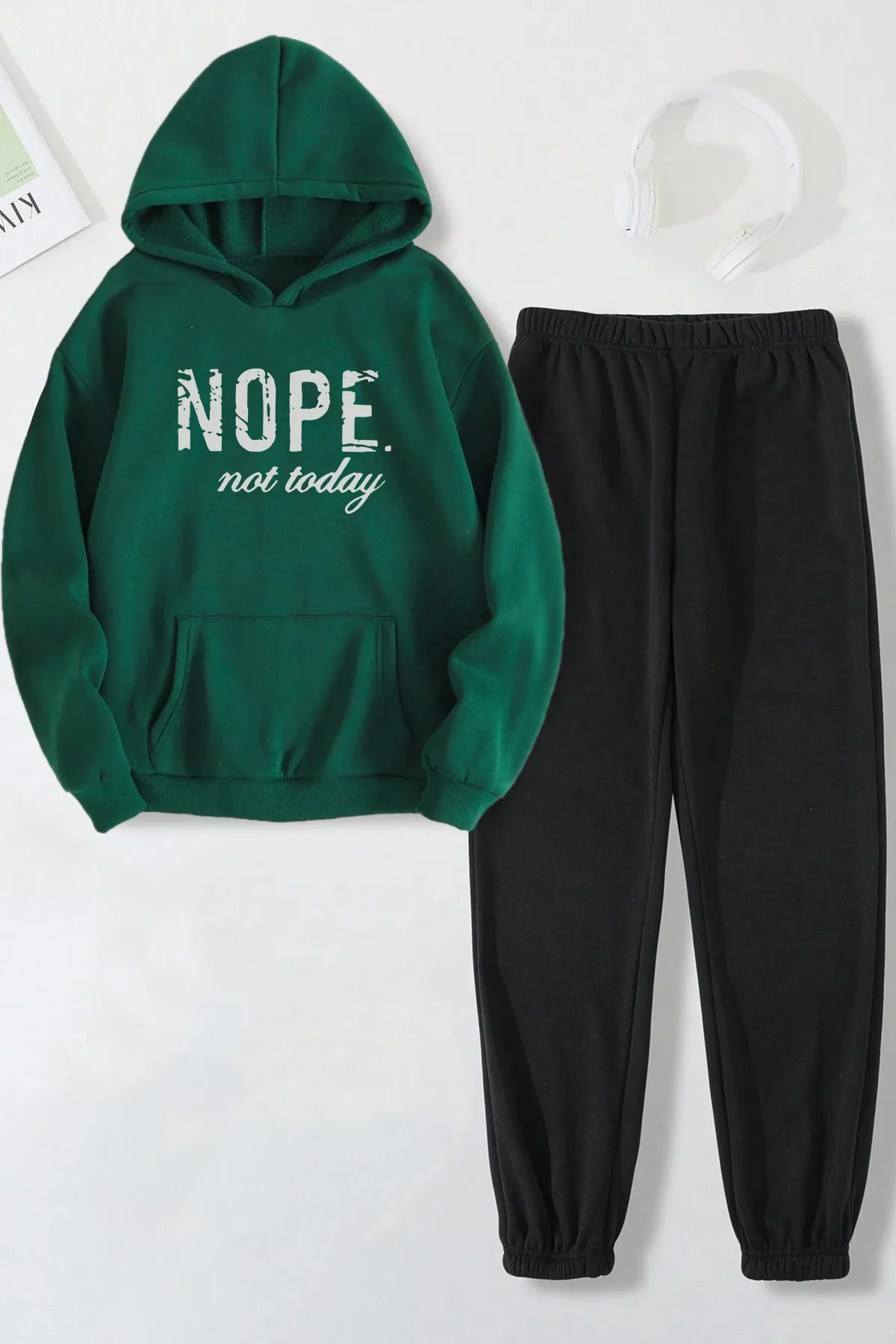 uyguntarz  Bedrucktes Unisex-Trainingsanzug-Set „Nope“.